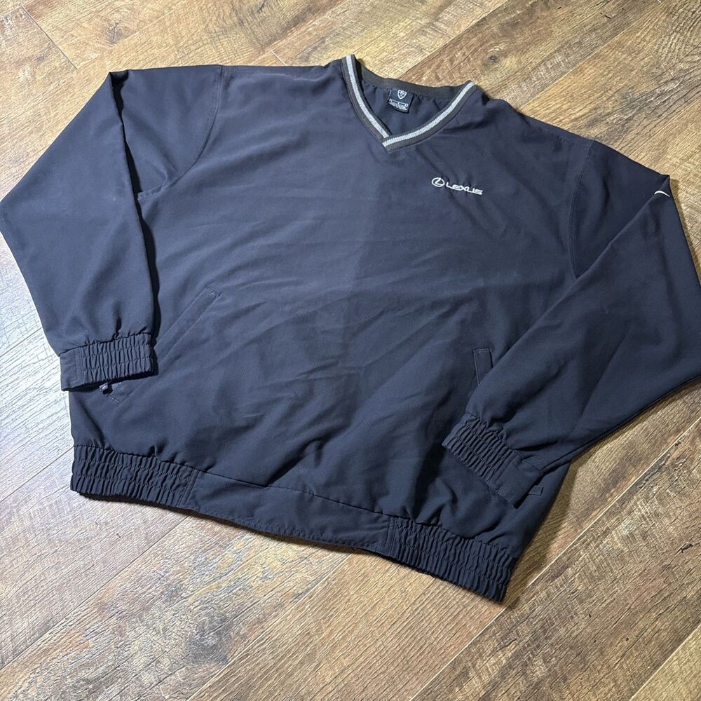 Nike Golf LEXUS Windbreaker Lg Pullover V-neck Long Sleeve Shirt Nylon Black